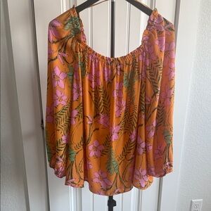 Gibson Latimer Floral Women's Top - Orange and Pink